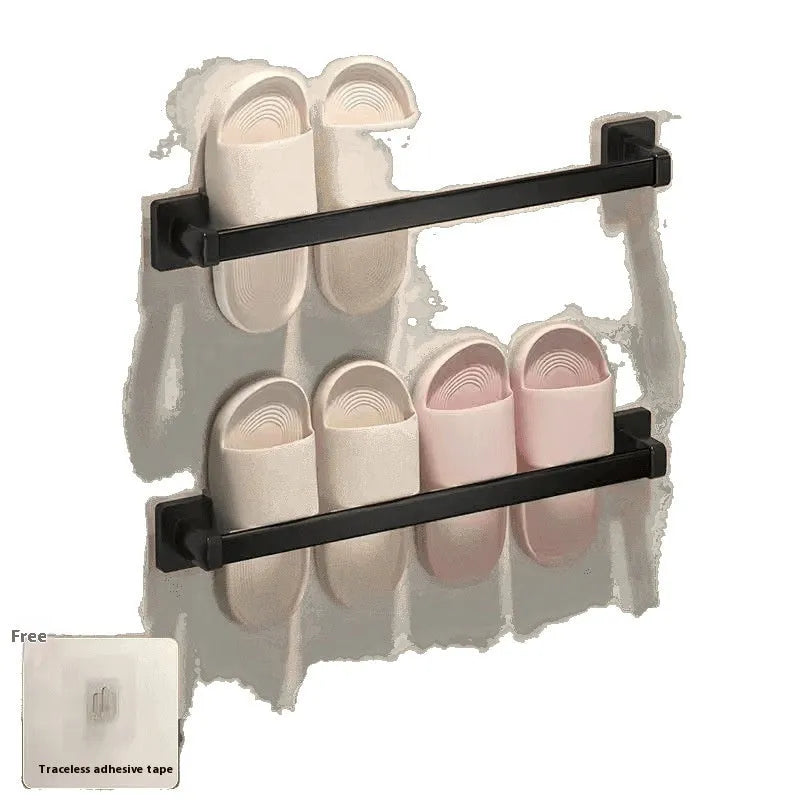 Nordic style wall-mounted slipper rack with seat in carbon steel construction