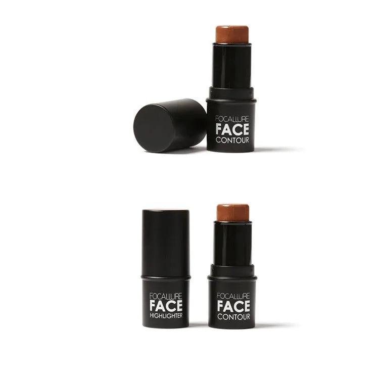 Face contour highlighter cosmetic product showing four shade options labelled A, B, C, and D