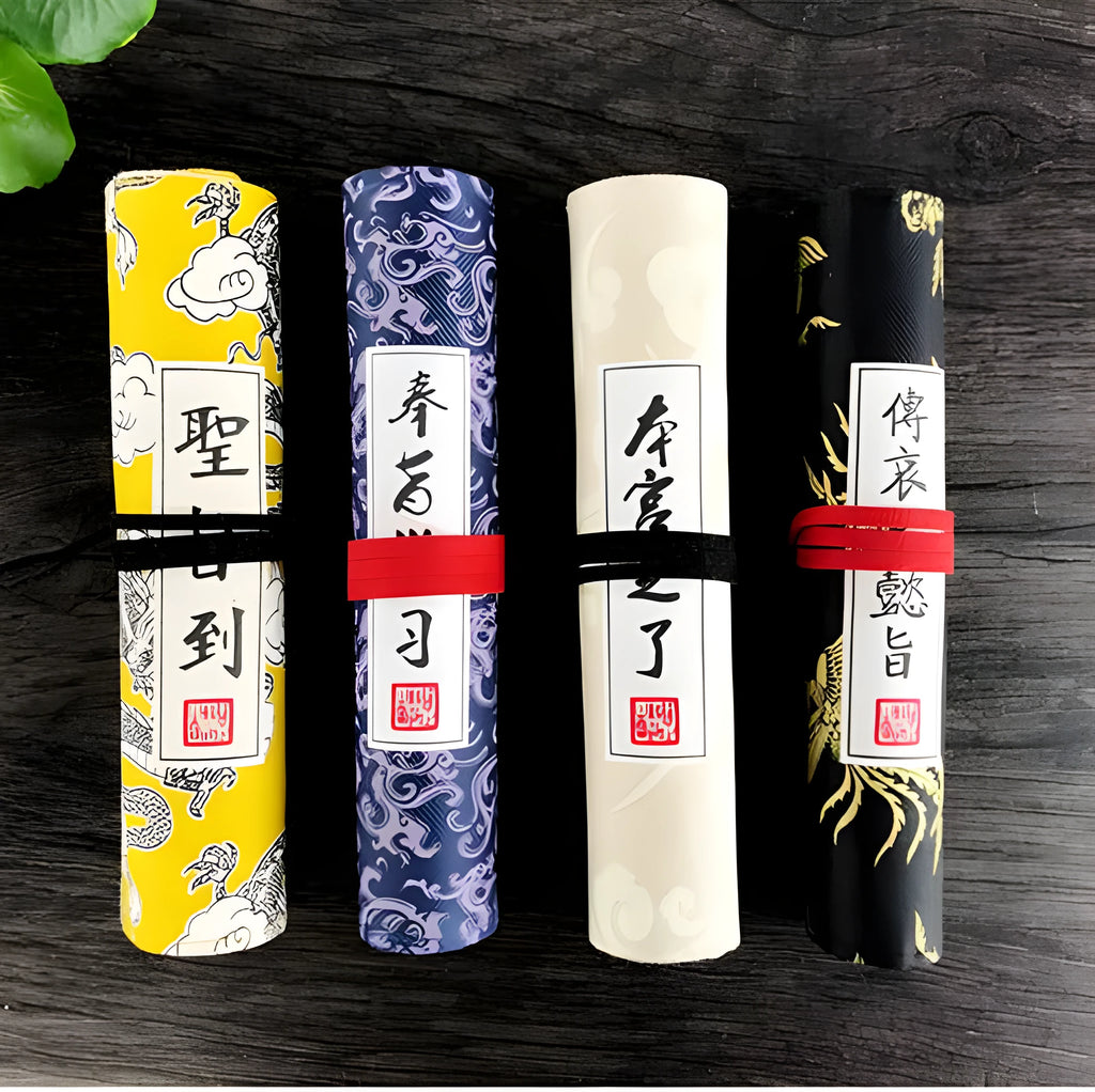 Oxford cloth student pencil case in black, blue, light yellow or yellow colour measuring 285mm by 200mm