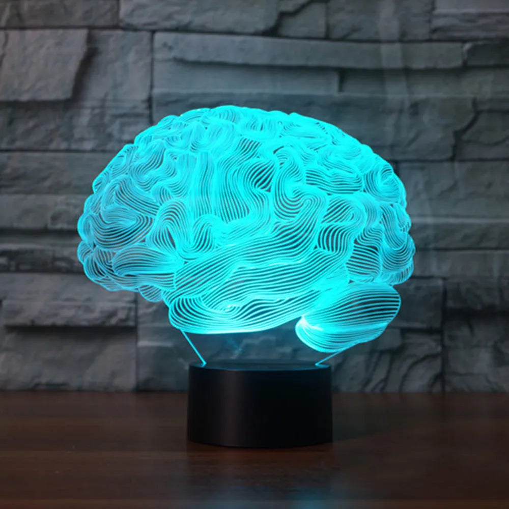 3D brain-shaped acrylic LED desk lamp with colour changing lights and remote control
