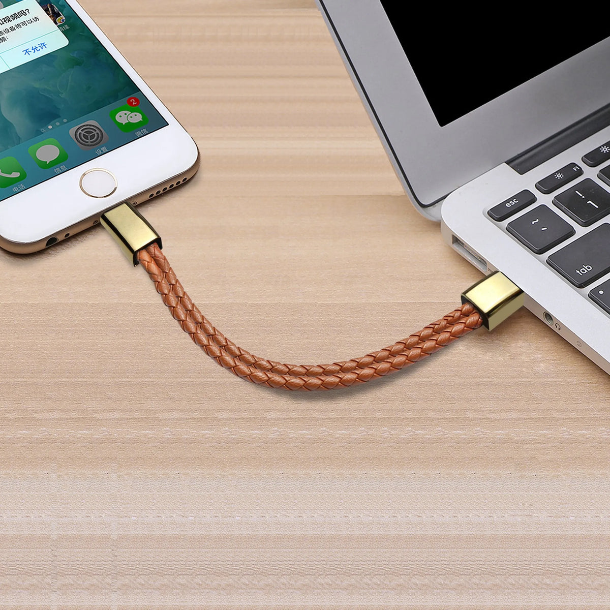 Bracelet cable Mini USB Micro USB single head brown double line 22.5cm with gift box