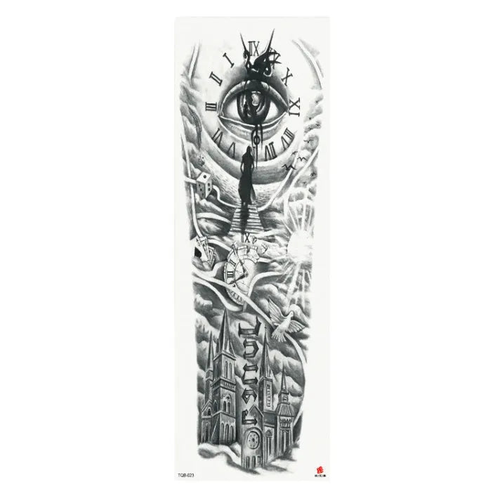 Full arm waterproof tattoo sticker 480x170mm with transfer process semi-manual production