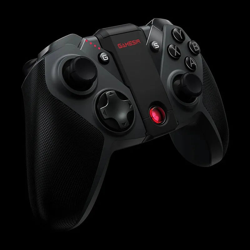 Black Gaishi wired video game controller with Type-C cable and ergonomic grips on a desk