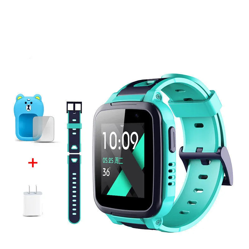 SE5Plus blue and pink children's smartwatch with stainless steel band on wrist