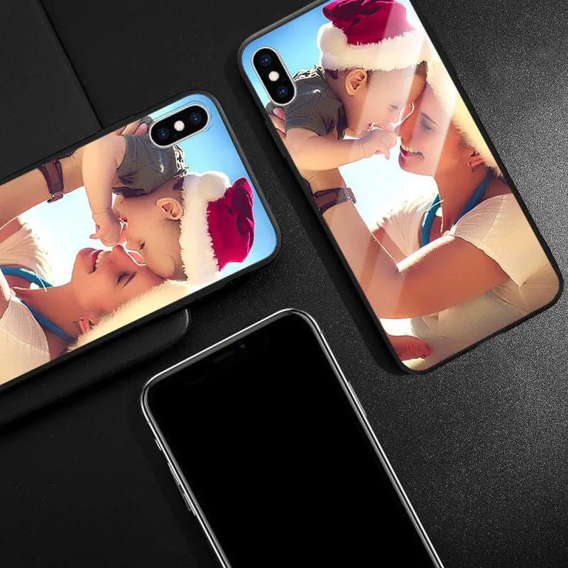 Patterned ultra-thin iPhone case with raised camera bumper edge on a table.