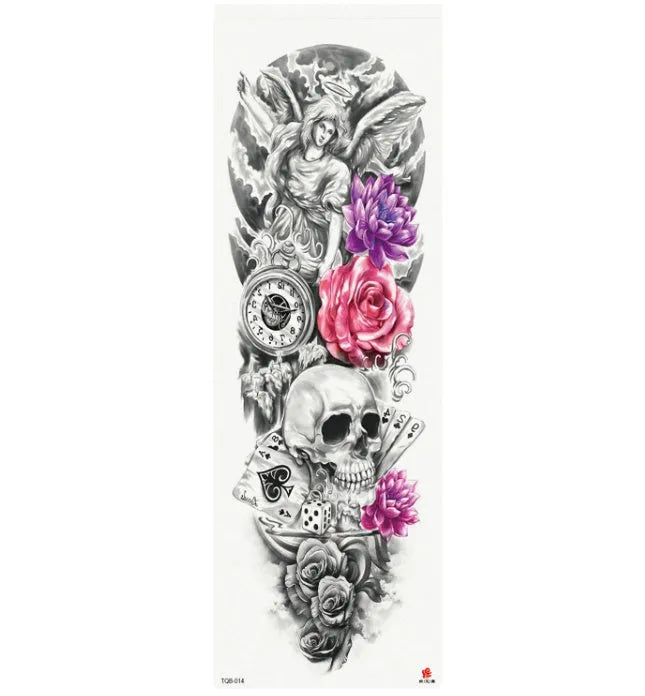 Full arm waterproof tattoo sticker 480x170mm with transfer process semi-manual production
