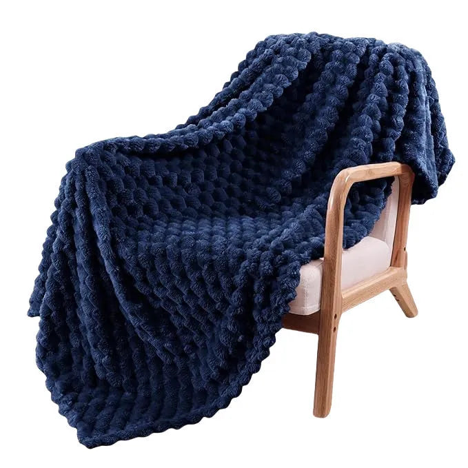 Children's soft plaid polyester blanket shown in camel colour, suitable for nap time.