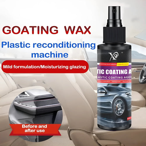 Automotive plastic renovation agent 30ml, 50ml, 100ml black liquid bottle for car interior exterior refurbishment