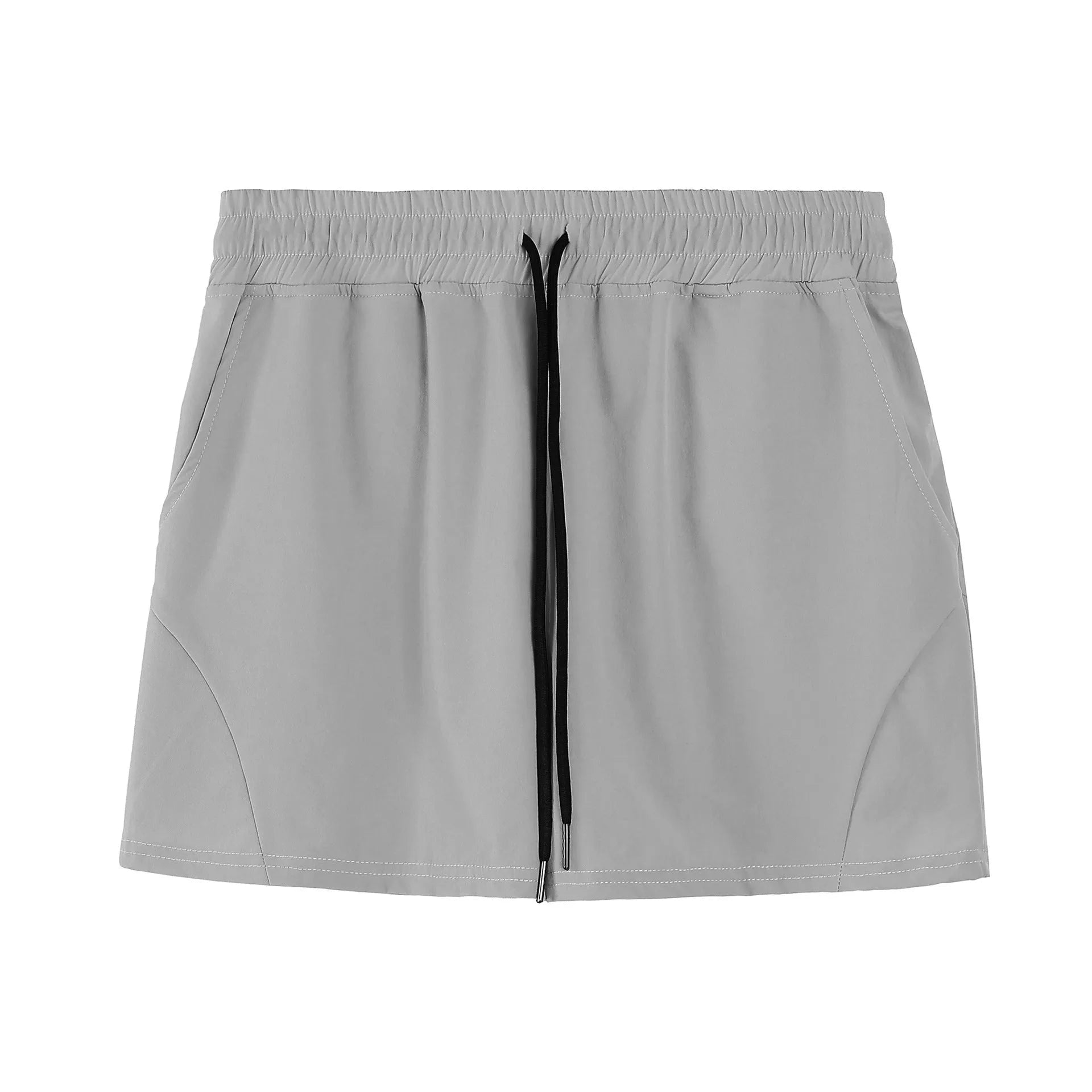 Men's lightweight polyester basketball shorts in grey, shown for summer sports wear.