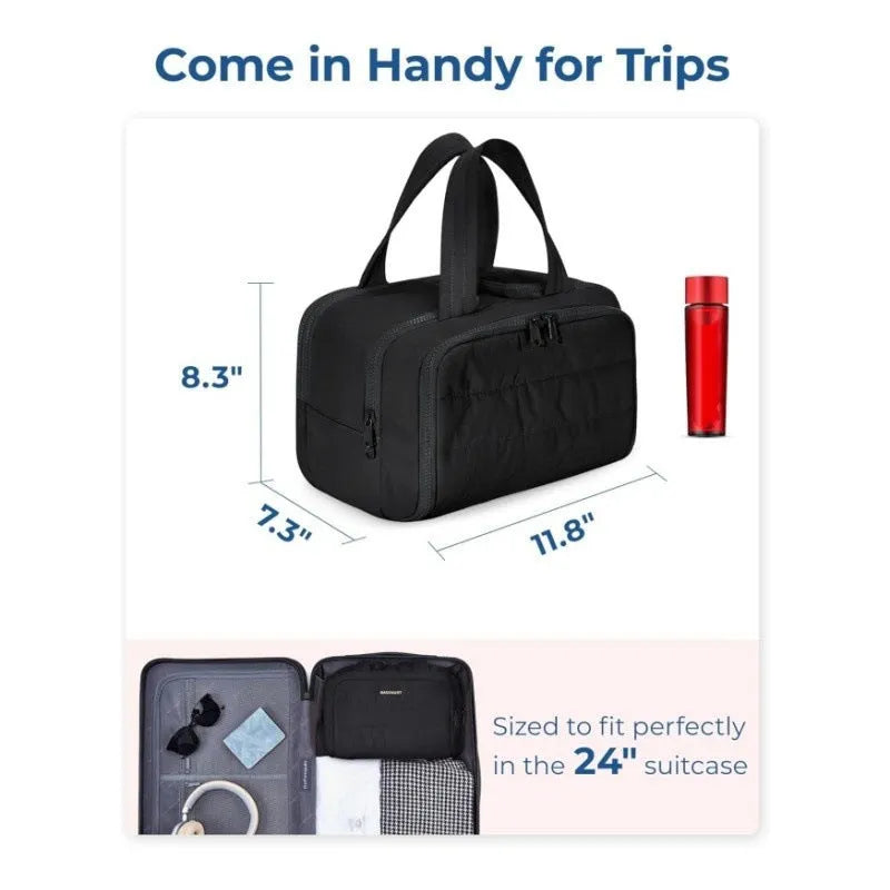 Large lightweight travel toiletry bag in a choice of colours with wide-open main compartment.