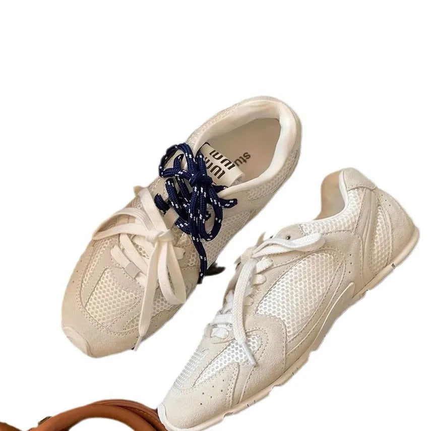 Women's retro German training casual shoes in artificial PU with flat heel and round toe.