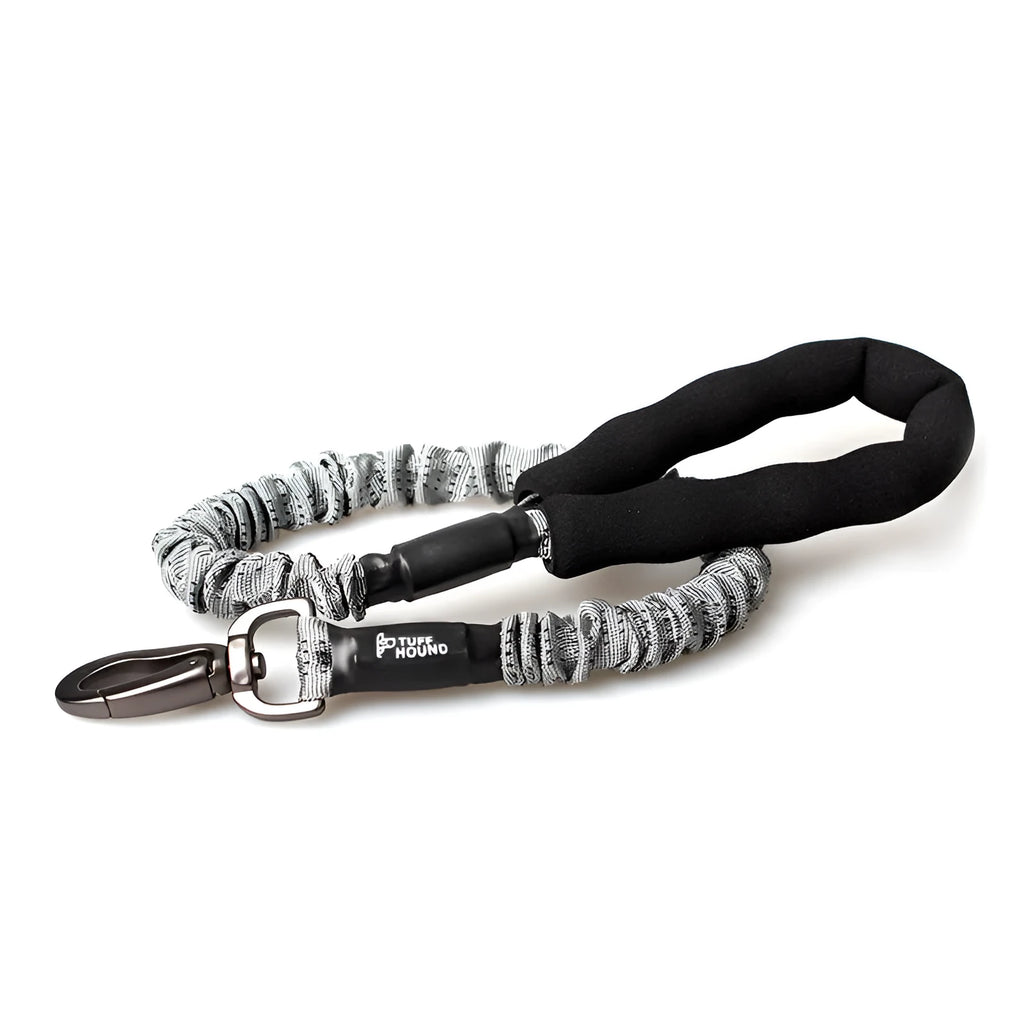 Gray nylon dog leash with chest strap for large medium small dogs, 75cm to 150cm stretchable