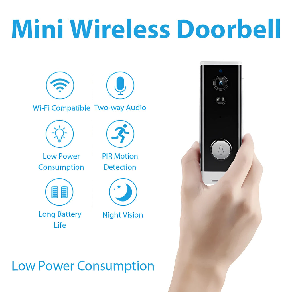 White wall-mounted network security camera with 1080p resolution for remote phone monitoring.