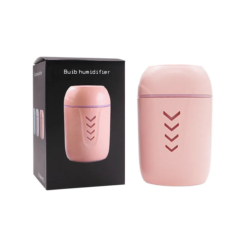 X3 portable car humidifier in blue, pink, or white with 200ml tank and USB/AC power