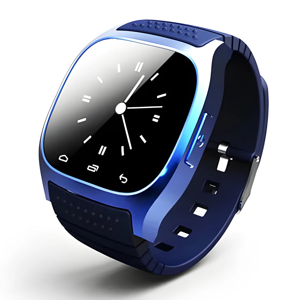 Smart Bluetooth sports watch in black, white, or blue colour with cross-platform iOS and Android compatibility