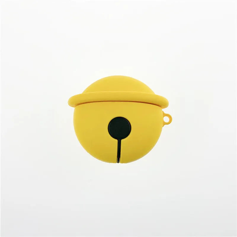 Yellow silicone AirPods case with bell design for 1st and 2nd generation headphones