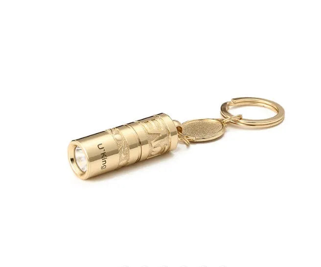 Gold zinc alloy waterproof LED keychain torch for outdoor emergency use