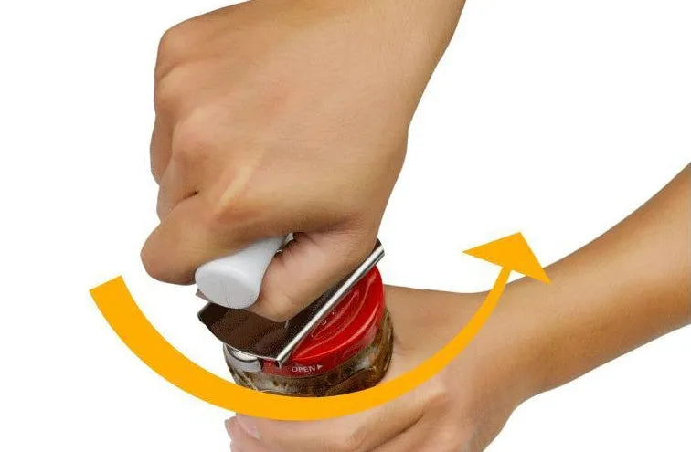 White stainless steel adjustable bottle opener with gear mechanism and anti-slip PP handle