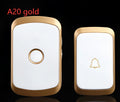 Wireless doorbell transmitter and plug-in receiver unit with 300m range and 36 melody options.