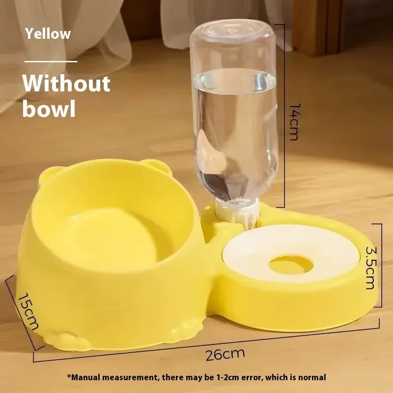 Haze blue automatic cat water fountain with ceramic bowl and plastic base.