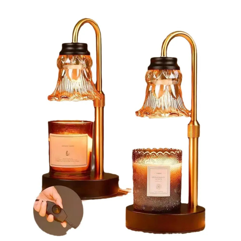 Bamboo holder aromatherapy wax melting lamp with adjustable height to 30.5cm