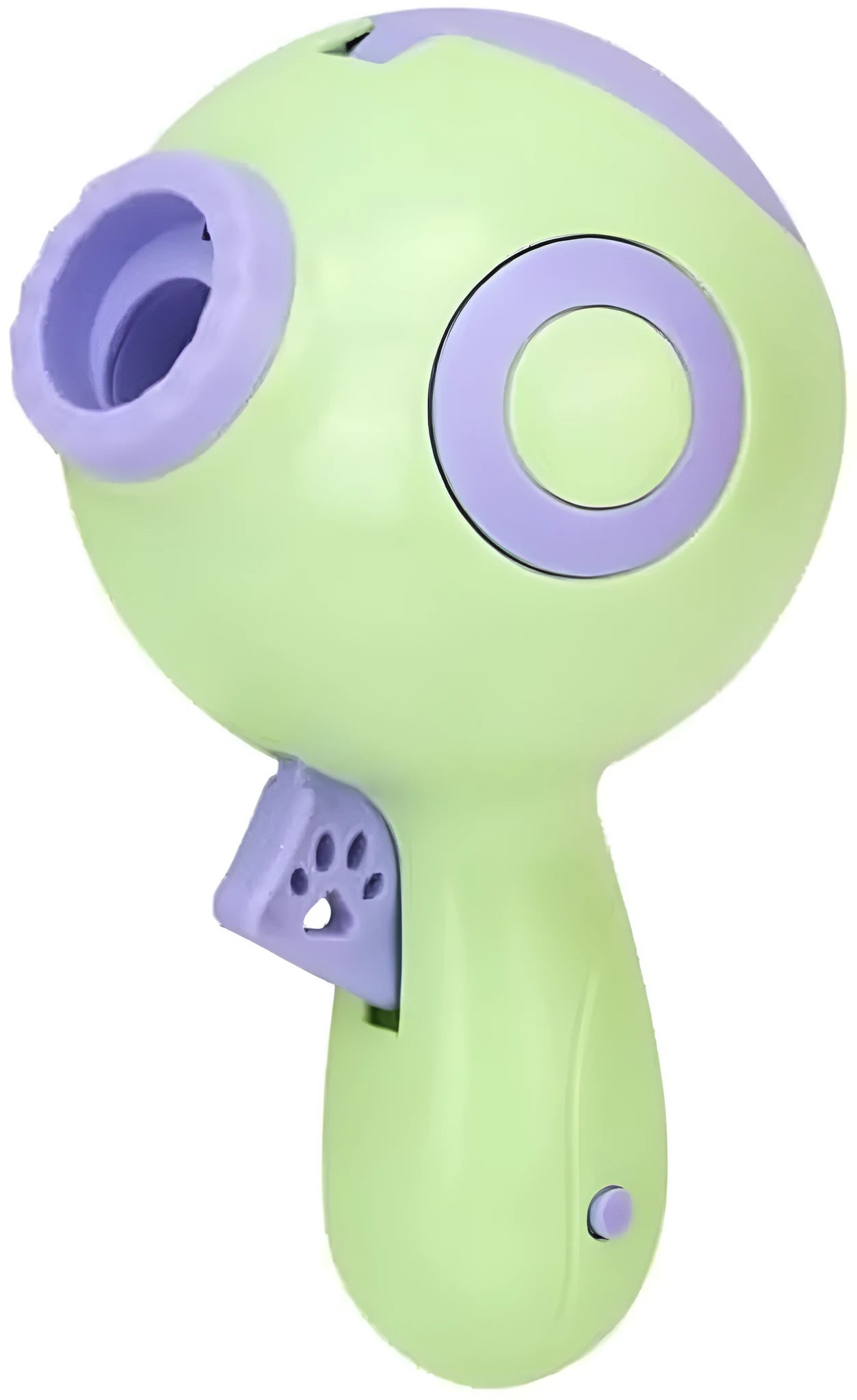 Green dog treat launcher toy for interactive pet play and remote feeding