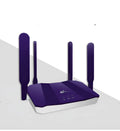 Blue 4G dual-mode wireless router with four external antennas.