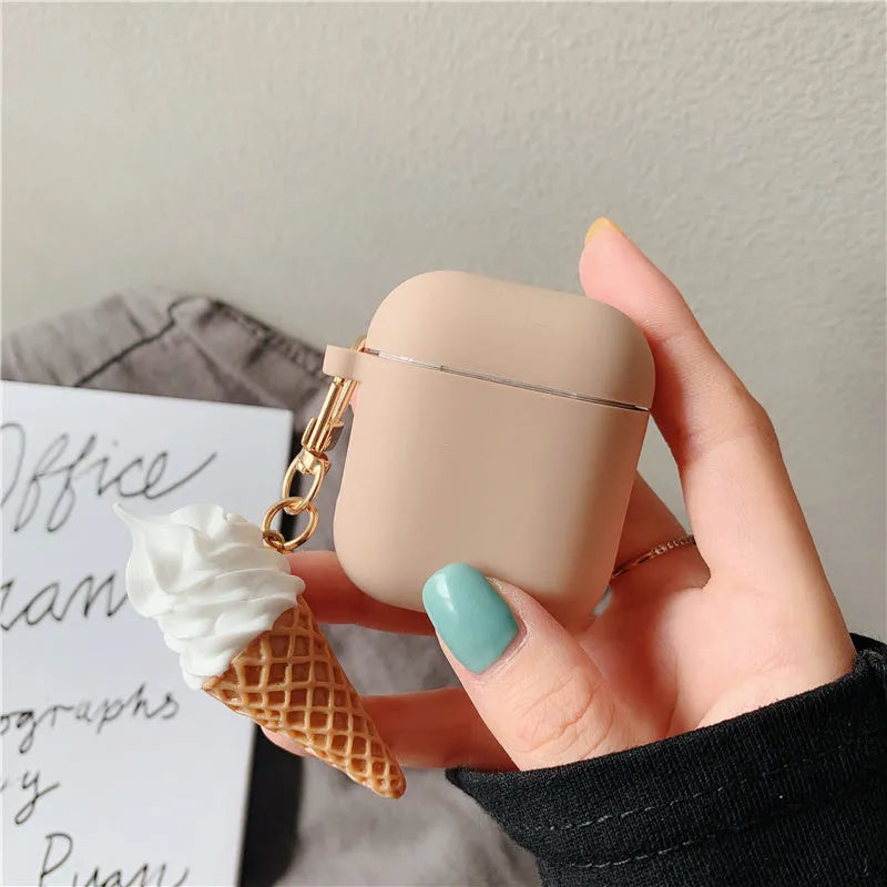 Silicone protective case for Apple AirPods 2 featuring a cylinder ice cream design.