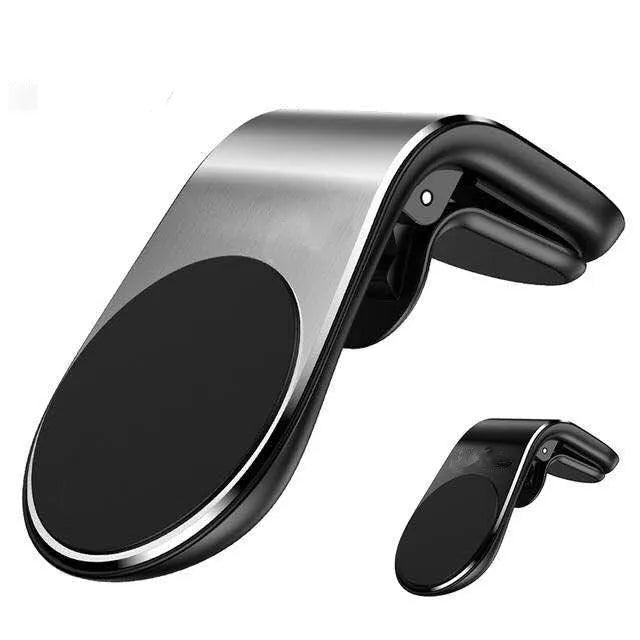 Black car bracket with rotatable ball joint plugged into a vehicle 12V socket