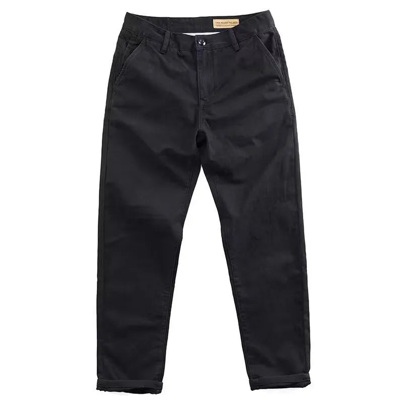 Men's slim straight-leg casual trousers in micro elastic fabric available in four colours
