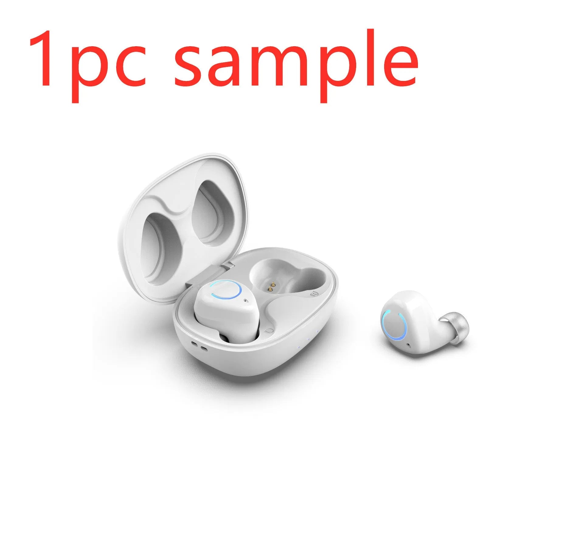 M18 true wireless stereo headset in black and white colour options showing earpieces and charging case
