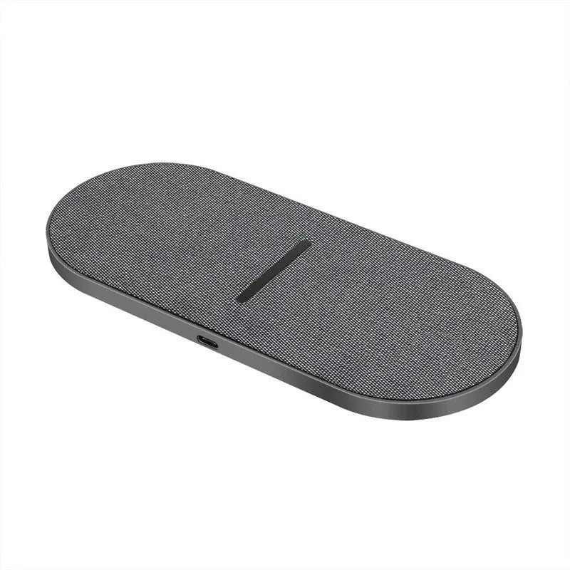 Pair of black 10W wireless charging pads with LED indicators and Type-C ports