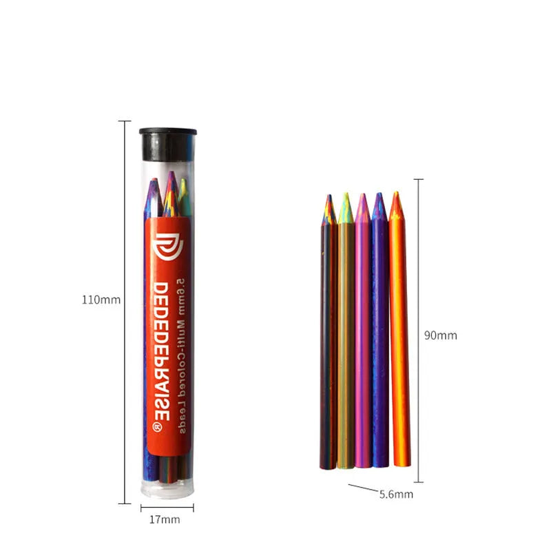 Magic rainbow multicolour pencil leads 5.6mm diameter for activity pens in tube of five