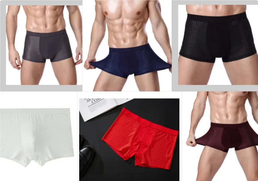 Men's modal U-convex boxer briefs in multiple colours on a white background