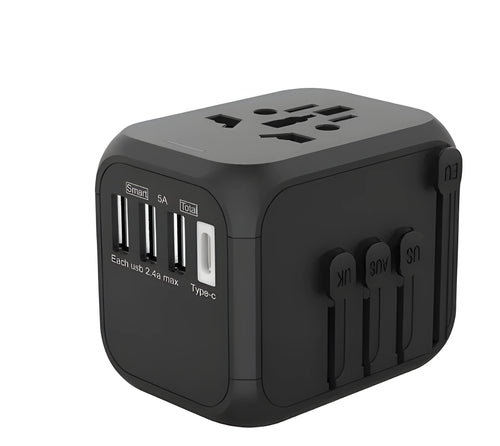 Black 6-hole 5A 100-250V PC conversion plug with phosphor copper conductors, 56.5x67x52mm