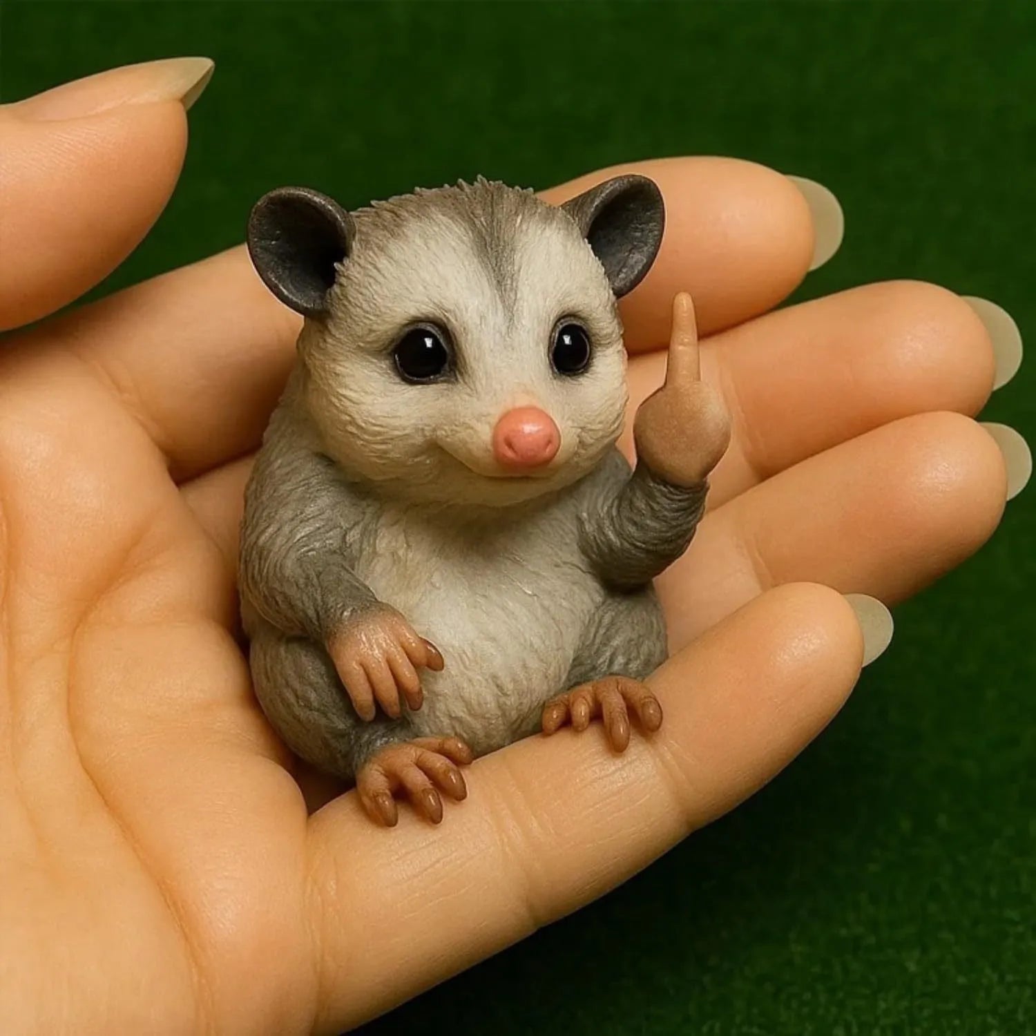 Resin animal middle finger doll ornament in chosen animal style such as cat, dog, or elephant.