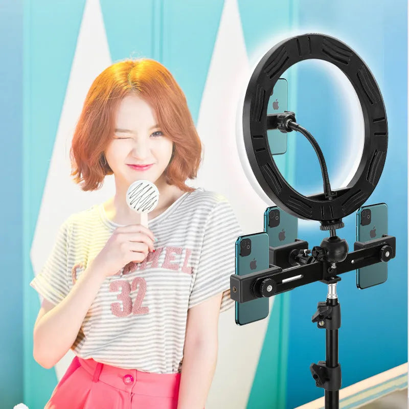 10-inch ring selfie light on a 19cm metal bracket for smartphone photography