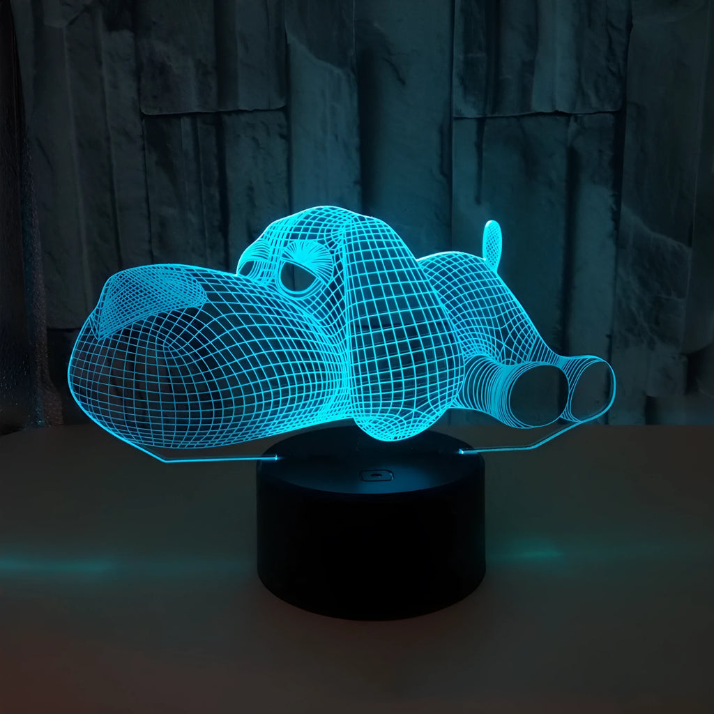 3D hologram illusion dog desktop lamp glowing in multiple colours with touch button.