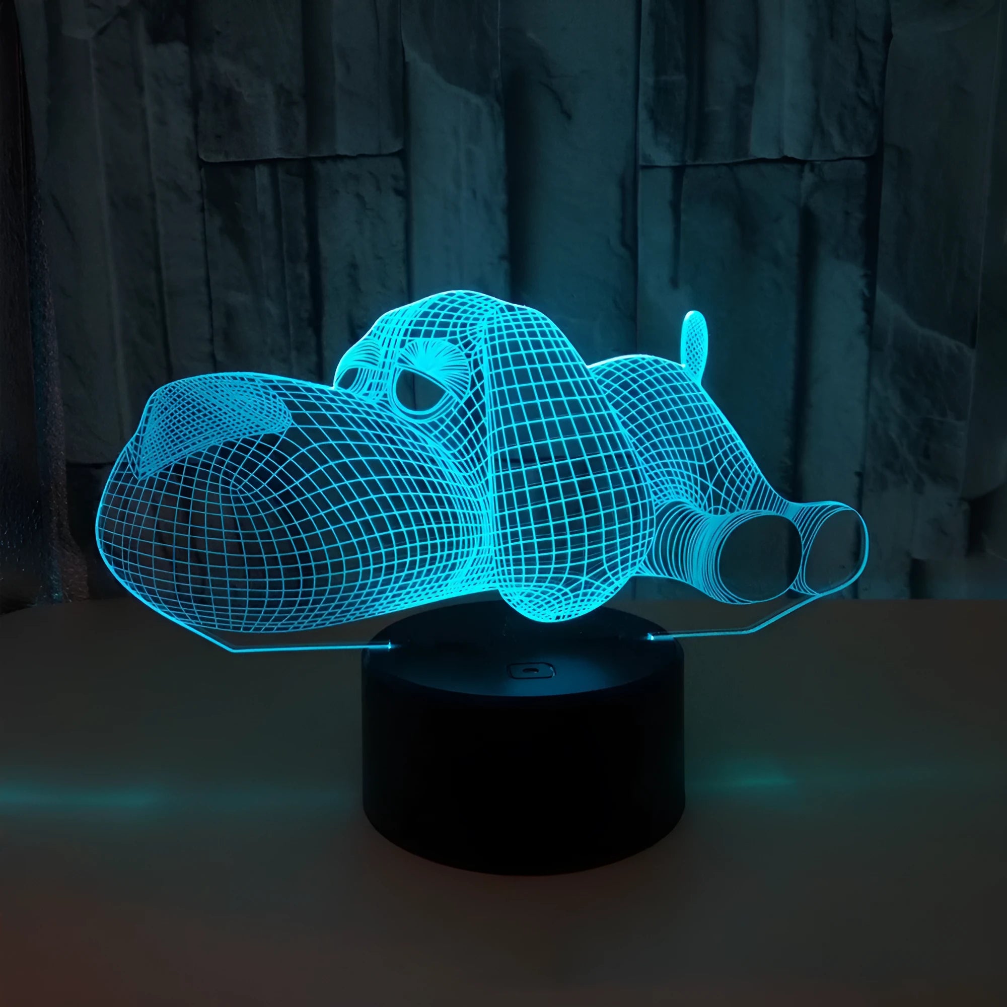 3D hologram illusion dog desktop lamp glowing in multiple colours with touch button.
