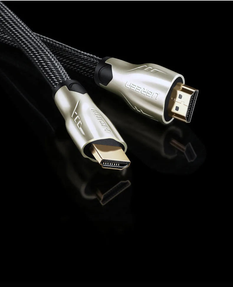 5 metre long black High Speed HDMI cable with gold-plated connectors on a white background.