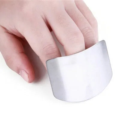 Stainless steel finger guard for kitchen safety during vegetable cutting