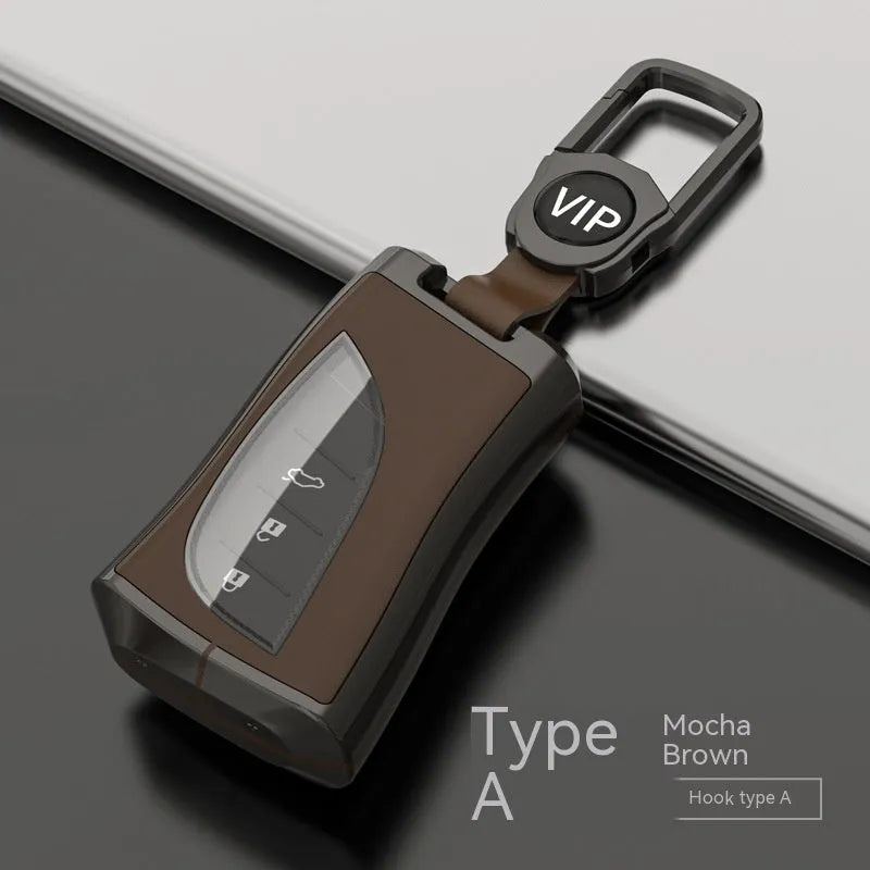 Zinc alloy TPU car key case cover in multiple colours including black, white, brown, blue, and green.