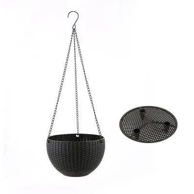 210mm diameter plastic hanging basket with inner tank and 450mm chain in seven colour options
