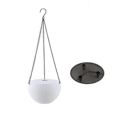 210mm diameter plastic hanging basket with inner tank and 450mm chain in seven colour options