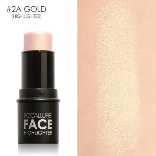 Face contour highlighter cosmetic product showing four shade options labelled A, B, C, and D