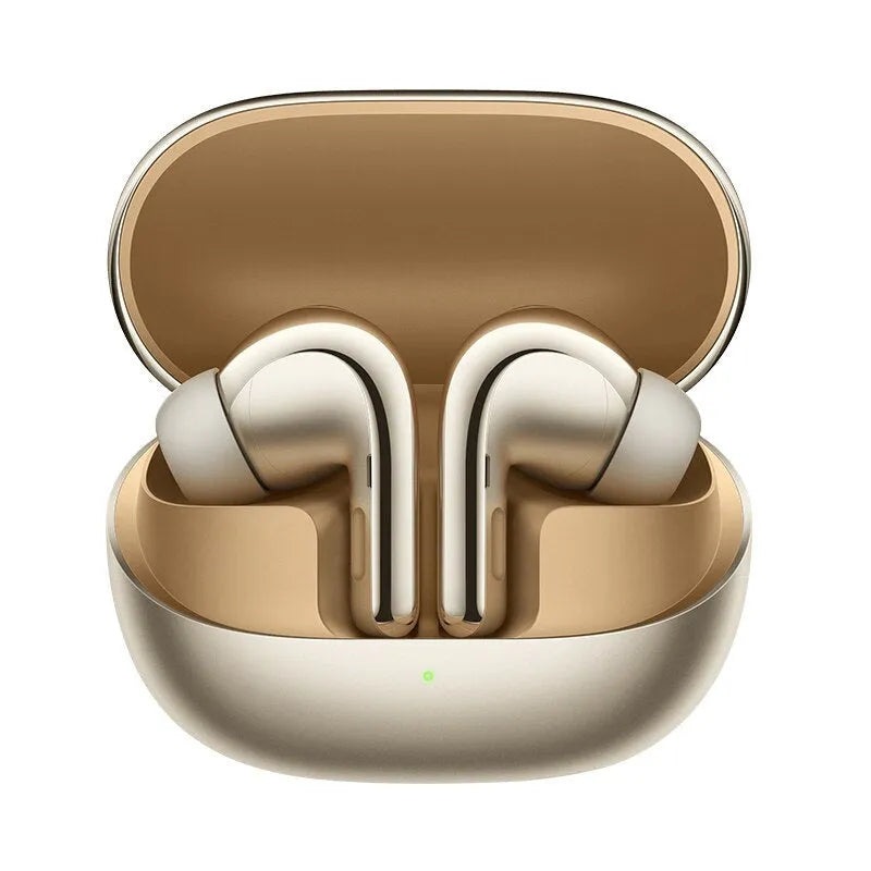 Black and gold active noise cancelling true wireless Bluetooth earbuds with charging case