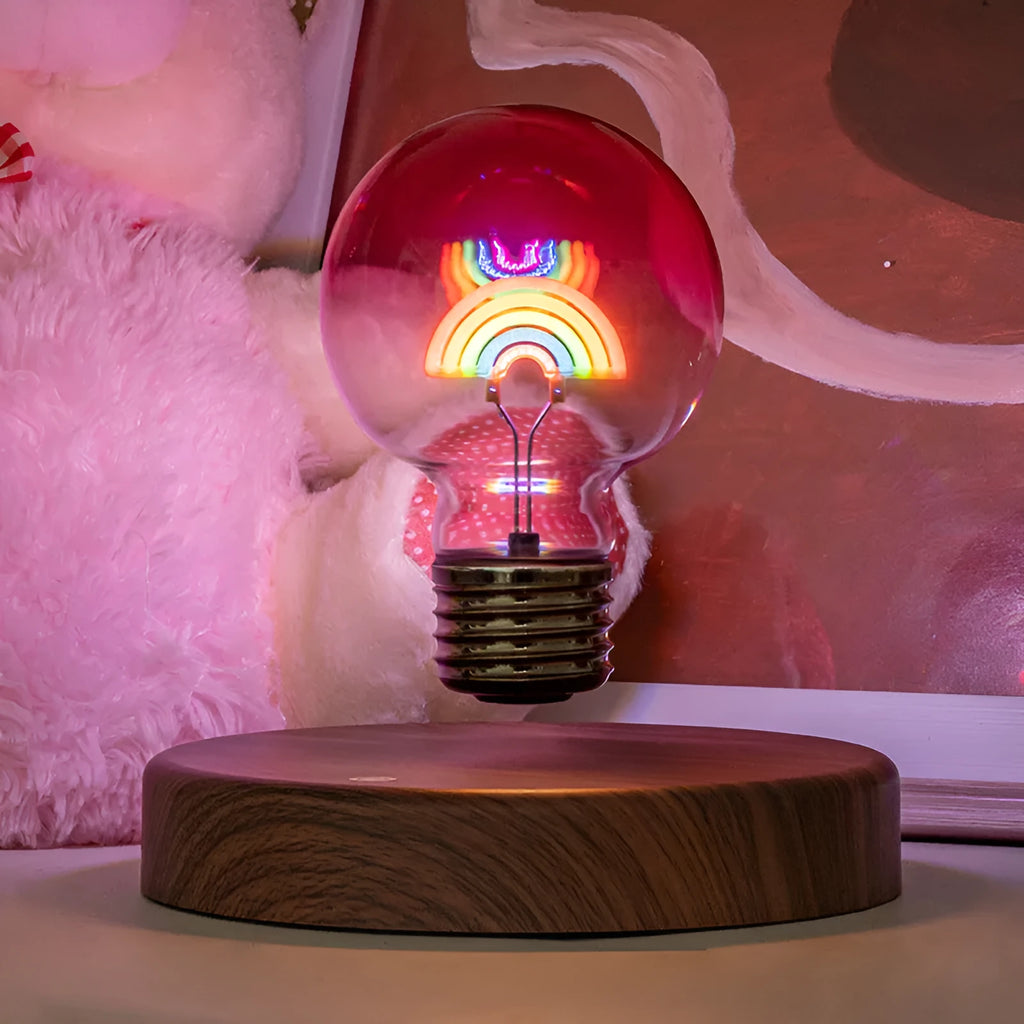 Magnetic suspension bulb love desktop decoration night lamp rainbow light 80mm diameter