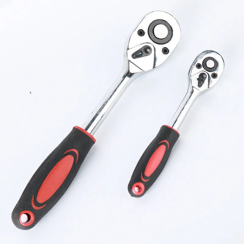 61-piece chrome vanadium steel auto repair socket and wrench tool set in a box.