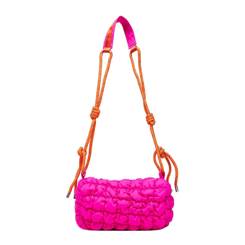 Women's lightweight nylon messenger bag with pillow shape and single shoulder strap