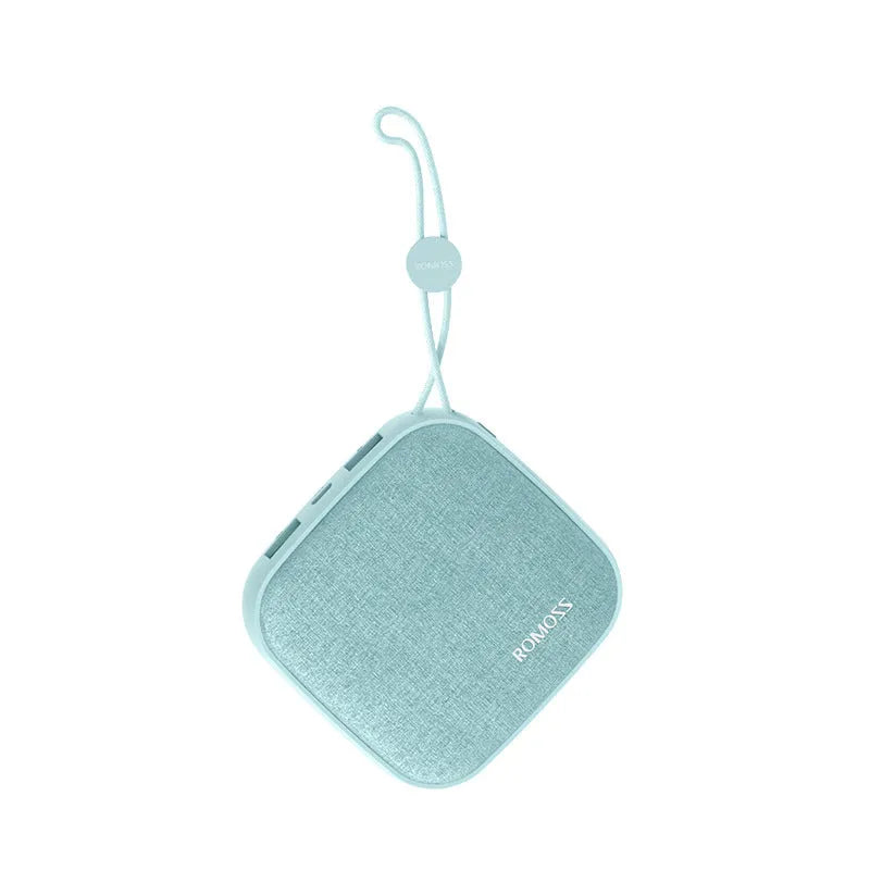 Linen Art mini portable power bank in green, 10000mAh, with multi U port output, compact rectangular shape